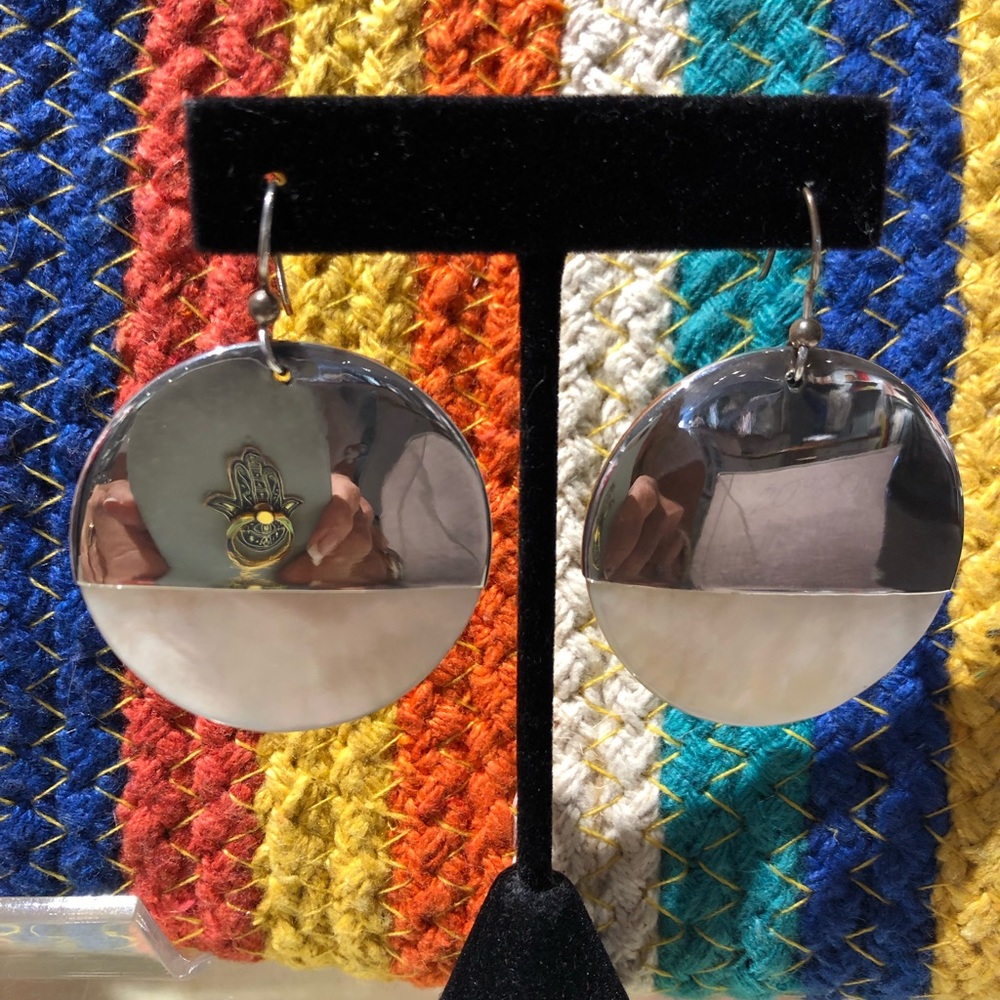 Simon Sebbag sterling silver and shell earrings.